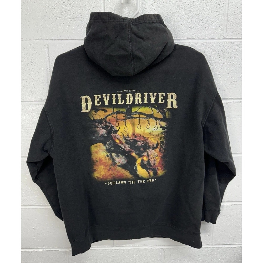 DevilDriver Outlaws 'Til The End Full Zip Hoodie Graphic Jacket Double Sided / L